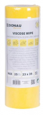 Törlőkendő, univerzális, 25 db, 23x39cm, DONAU "Home", sárga