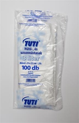Hűtő- és uzsonnástasak, 3 l, 100 db, 25 x 35 cm, 9 µ, TUTI