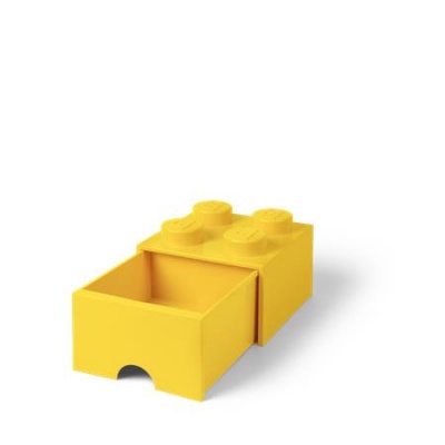 Tárolódoboz, fiókos, LEGO "Brick", sárga