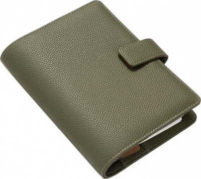Kalendárium, gyűrűs, betétlapokkal, personal méret, FILOFAX "Camden", oliva