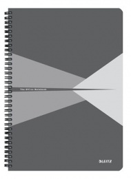 Spirálfüzet, A4, vonalas, 90 lap, PP borító, LEITZ "Office", szürke