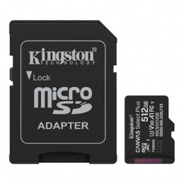 Memóriakártya, microSDXC, 512GB, C10/UHS-I/U3/V30/A1, Gen3, adapter, KINGSTON "Canvas Select Plus"